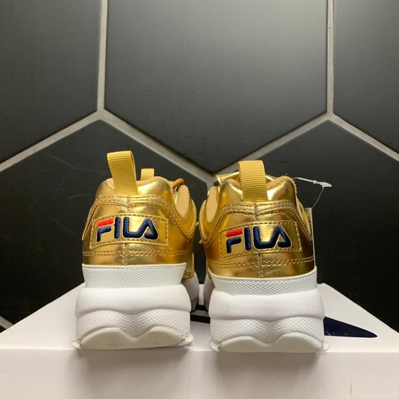 Fila Disruptor II Premium Metallic Gold Sneakers - Picture 4 of 5